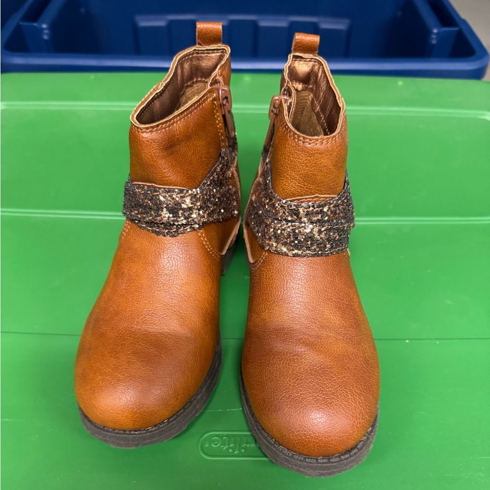 Brown Ankle Boots with Glitter Strap - Picture 2 of 2